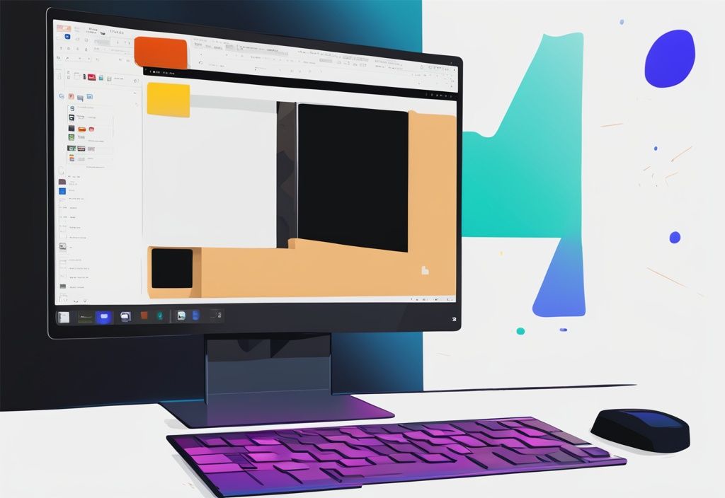 Moderner digitaler Gemälde-Illustration mit schwarzem Farbschema, zeigt einen Windows 11 Desktop mit einem Cursor, der über einer neu erstellten Verknüpfung schwebt, windows 11 desktop verknüpfung erstellen.