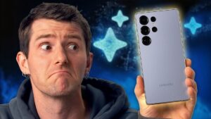 Thumbnail for the video titled "I'm DESPERATE for this to be good - Samsung S25 Ultra" from the channel ShortCircuit, featuring a close-up of the Samsung S25 Ultra smartphone with a vibrant display, held in a hand against a blurred background.