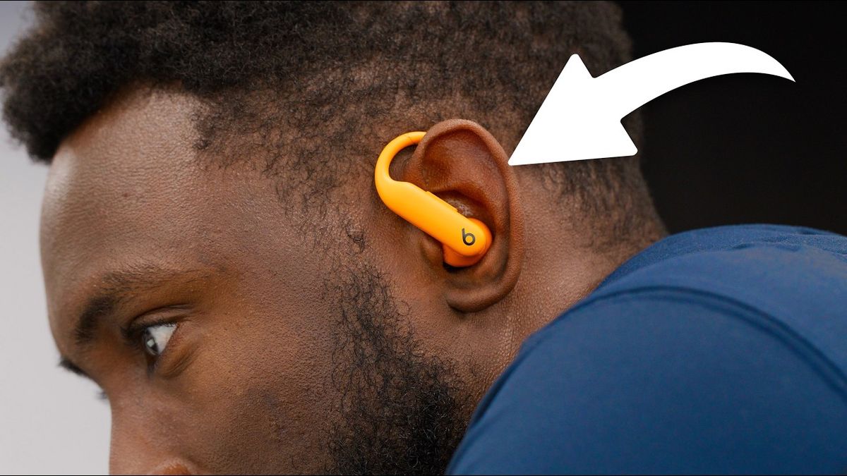 Thumbnail for Marques Brownlee's video titled "PowerBeats Pro 2 Review: Still Better than AirPods!" featuring the PowerBeats Pro 2 earbuds prominently displayed on a dark background.