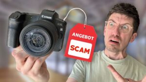 Miniaturbild des Videos "Der MIESESTE Scam in 2025: Teure Technik, die es nicht gibt..." vom Kanal AlexiBexi. AlexiBexi schaut skeptisch in die Kamera, während im Hintergrund verschwommene technische Geräte zu sehen sind. Der Titel des Videos ist in großen, auffälligen Buchstaben eingeblendet.